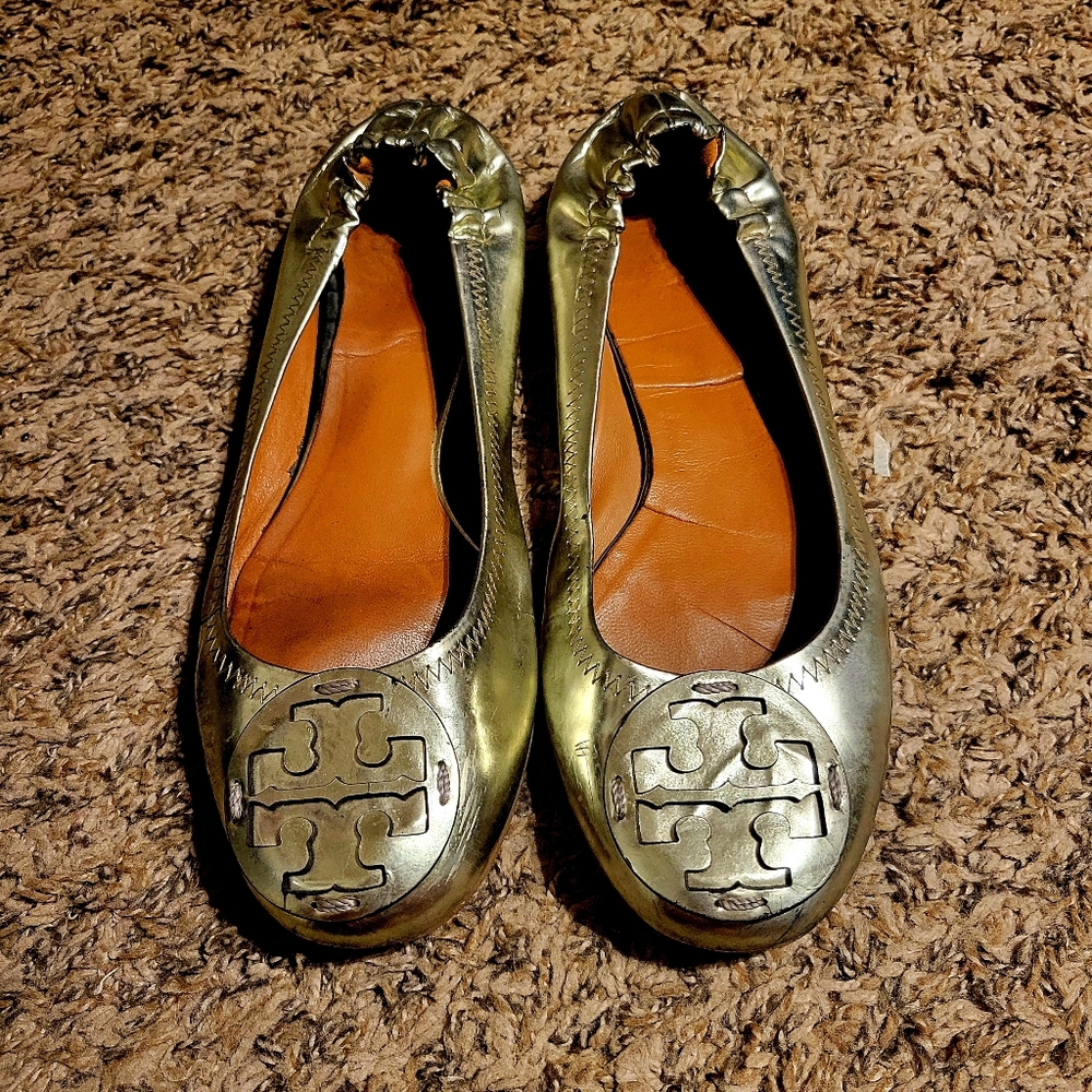 Tory Burch Metallic Gold flats